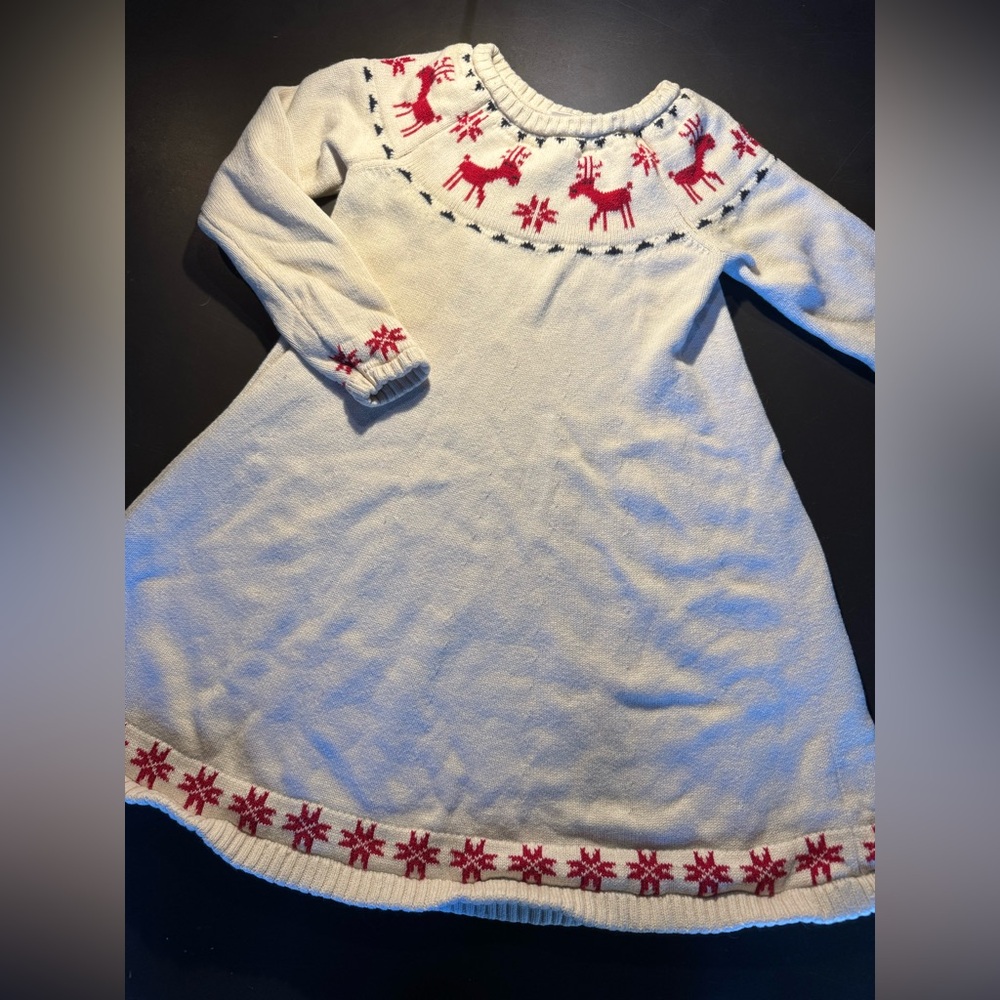 Hanna Andersson Holiday/Christmas Sweater Dress - Scandinavian Reindeer